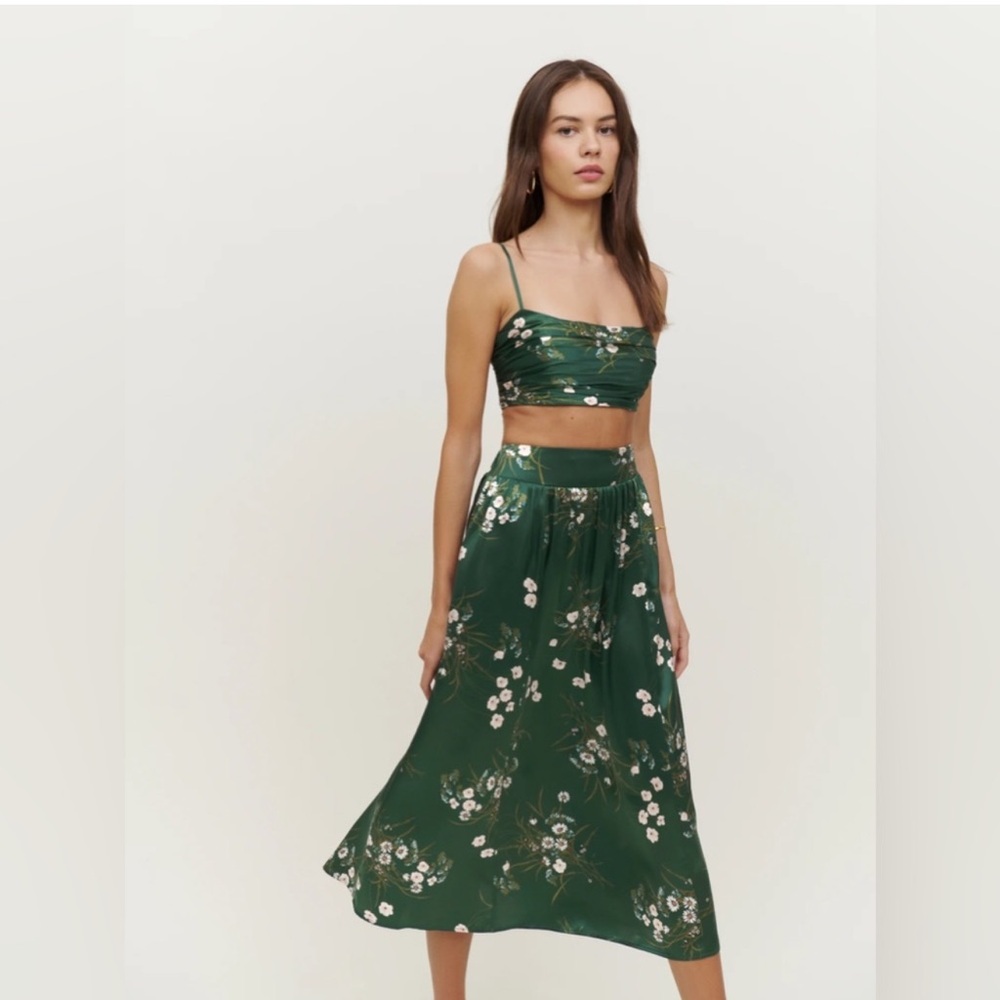 Reformation Carrie Silk Two Piece Size 8